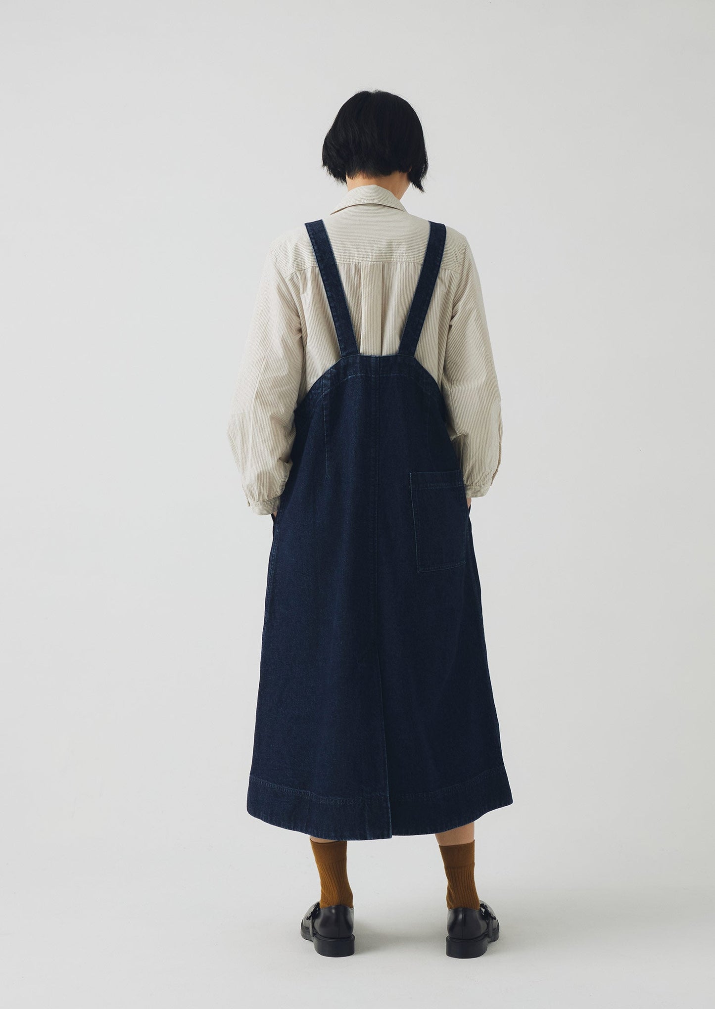 Abito salopette in denim con tasche applicate | Indaco