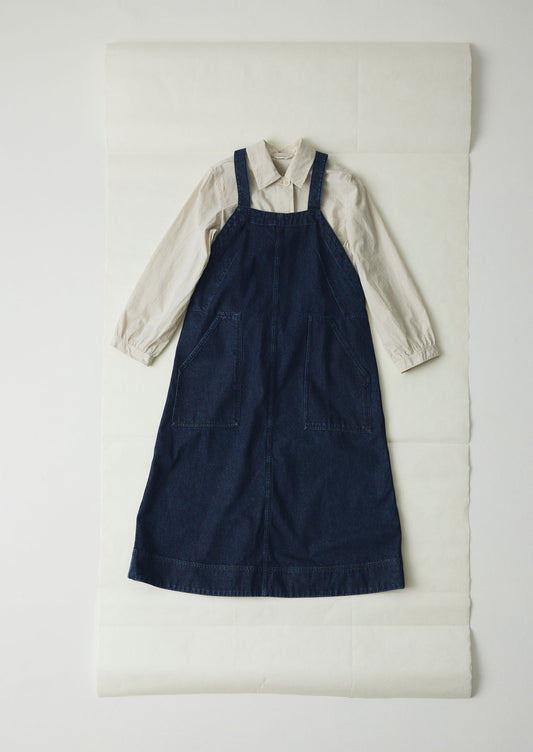 Abito salopette in denim con tasche applicate | Indaco