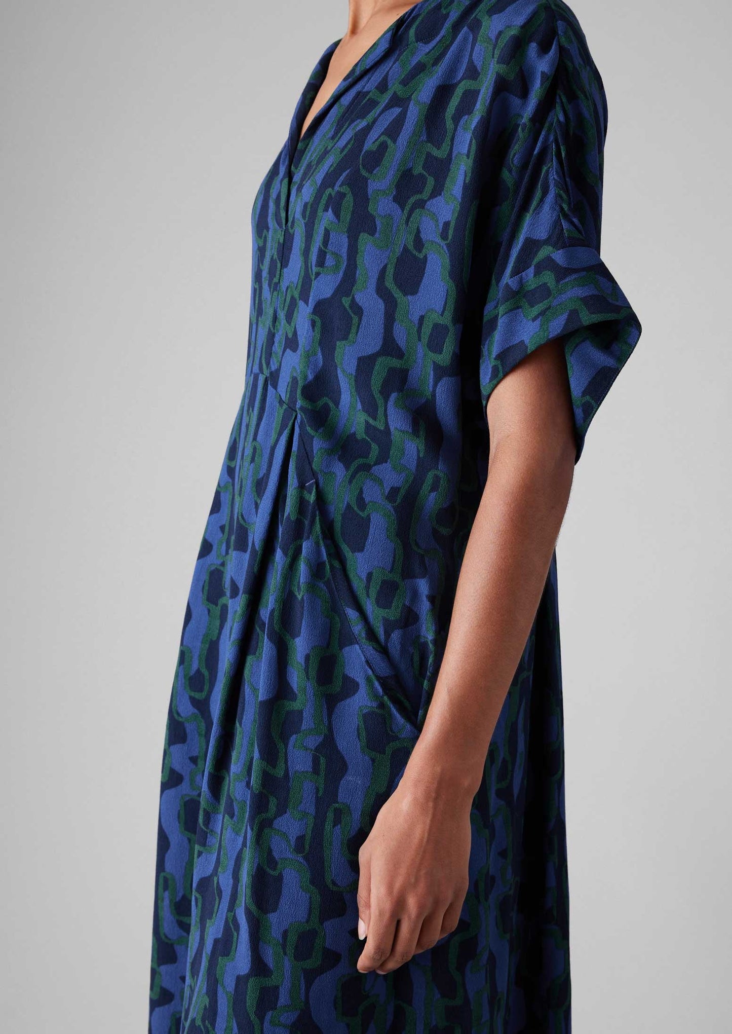 Abito con stampa a nastro Bryn | Blu multi/verde rame