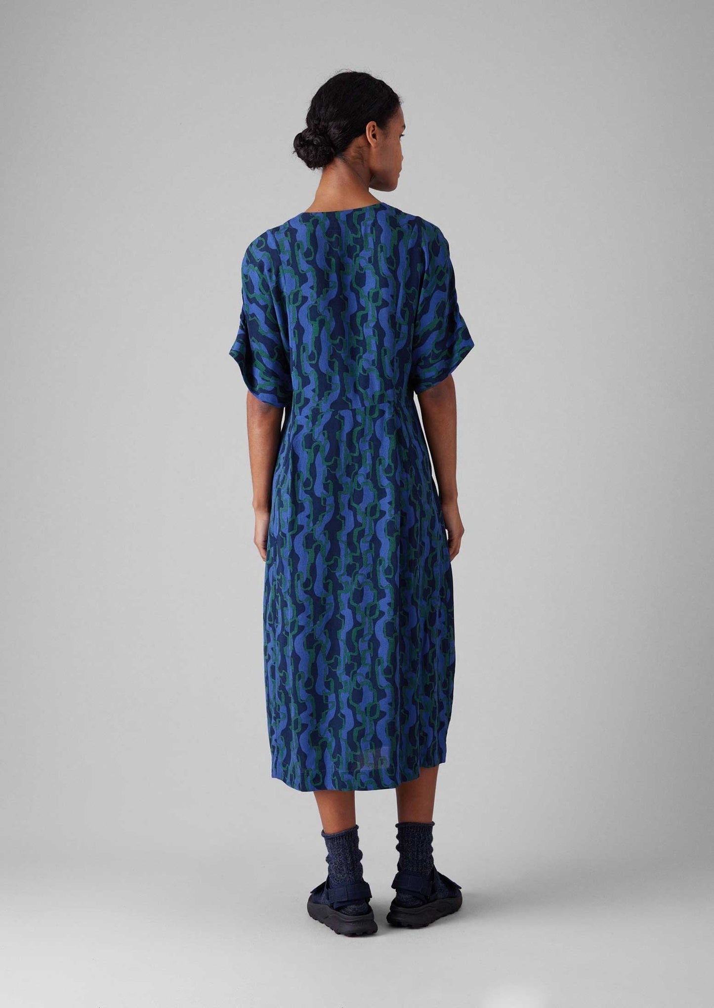 Abito con stampa a nastro Bryn | Blu multi/verde rame