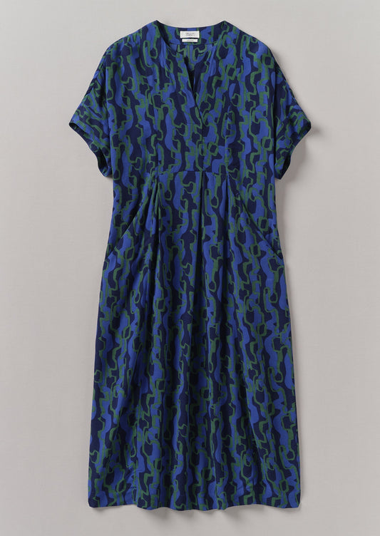 Abito con stampa a nastro Bryn | Blu multi/verde rame