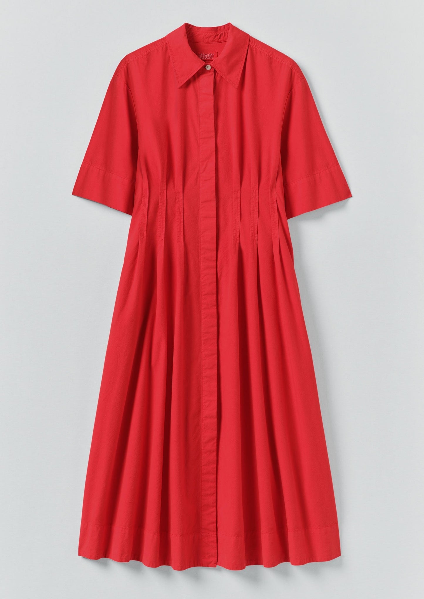 Abito in cotone e lino plissettato | Rosso cardinale