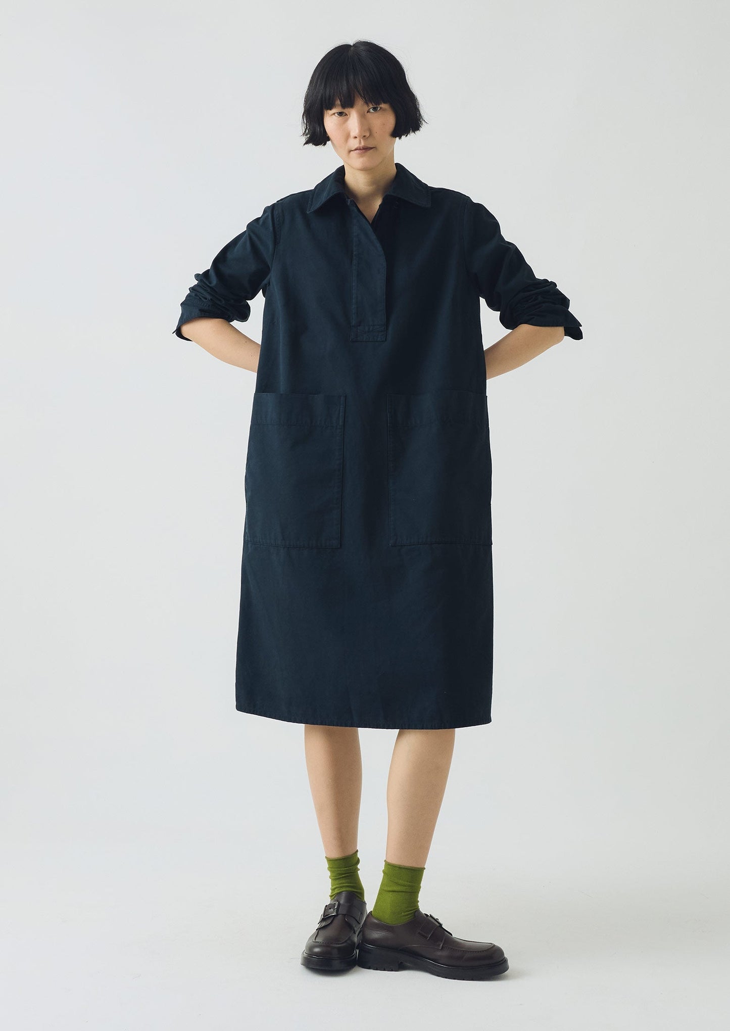 Abito tunica da lavoro in cotone | Blu ardesia