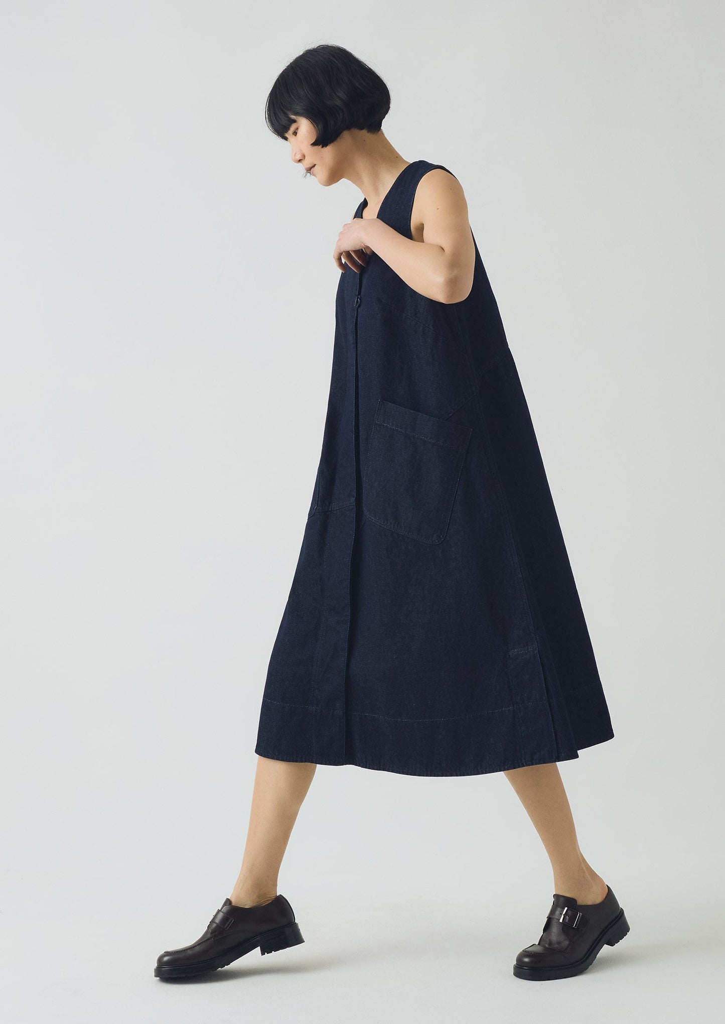 Abito tunica in denim a trapezio | Indaco
