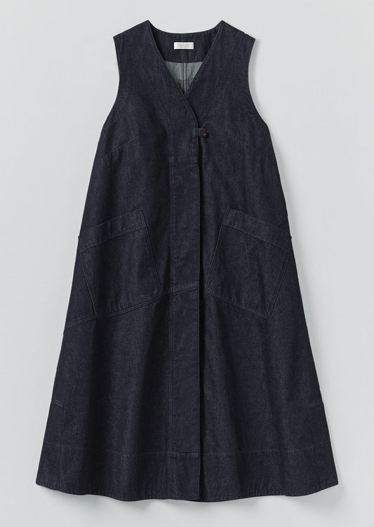 Abito tunica in denim a trapezio | Indaco