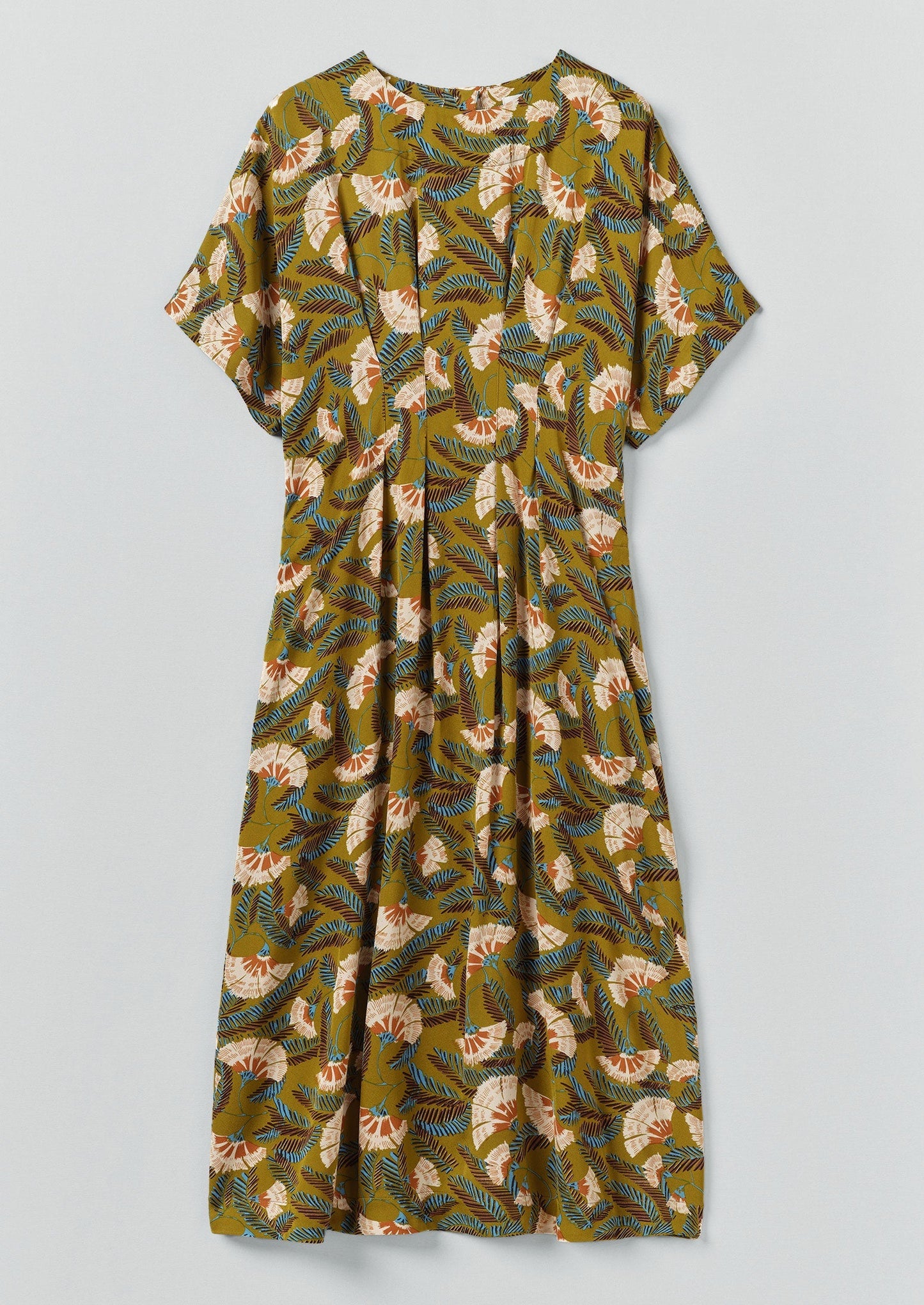 Abito plissettato con stampa Dianthus | Lime dorato