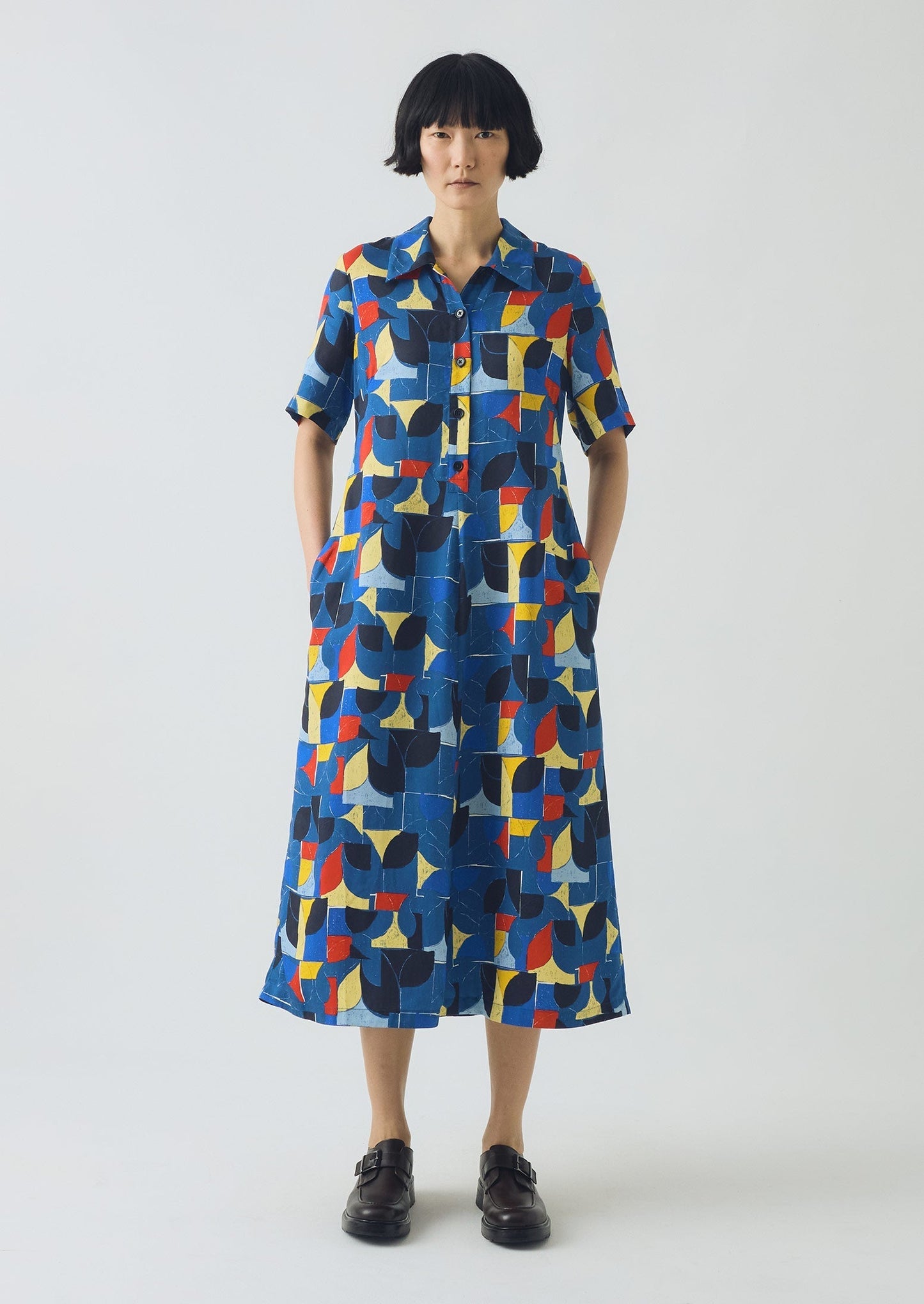 Abito camicia fluido con stampa Paintbox | Delft