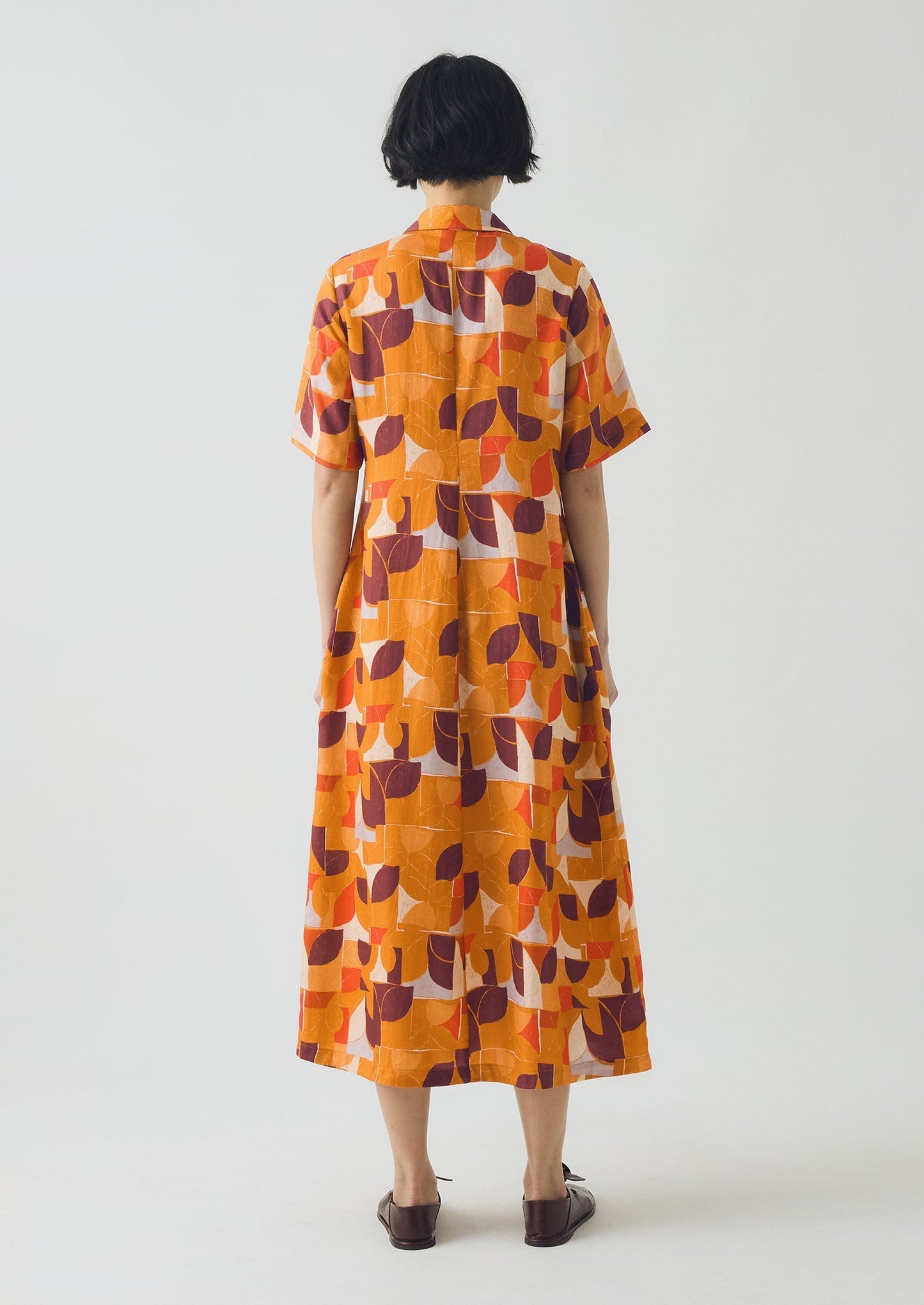 Abito camicia fluido con stampa Paintbox | Zenzero