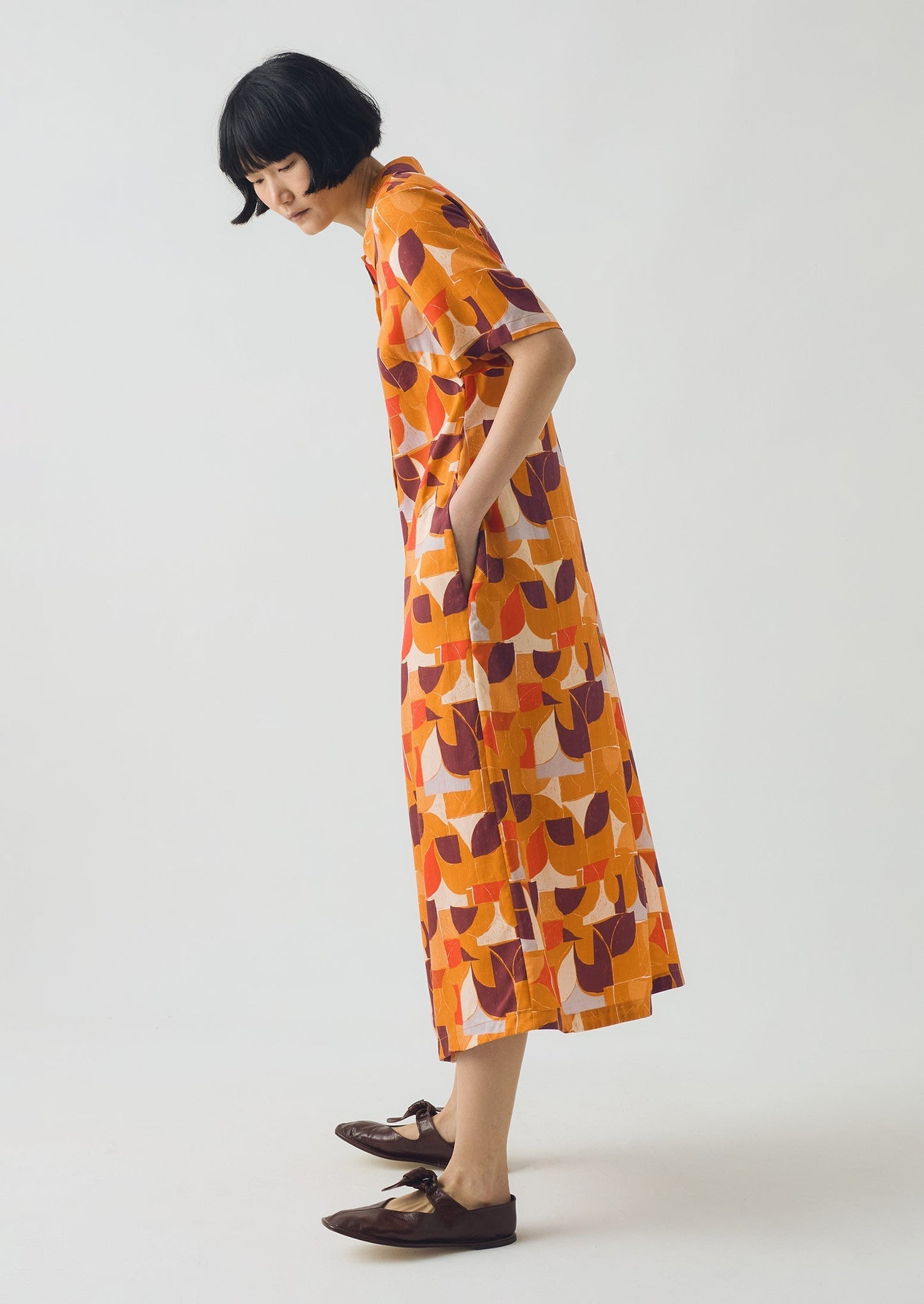 Abito camicia fluido con stampa Paintbox | Zenzero