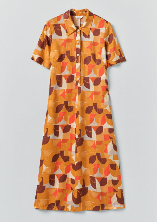 Abito camicia fluido con stampa Paintbox | Zenzero