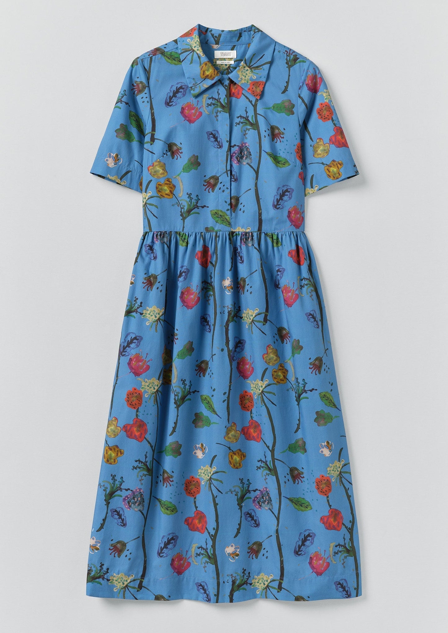 Abito camicia in cotone con stampa floreale Archivist | Blu caldo