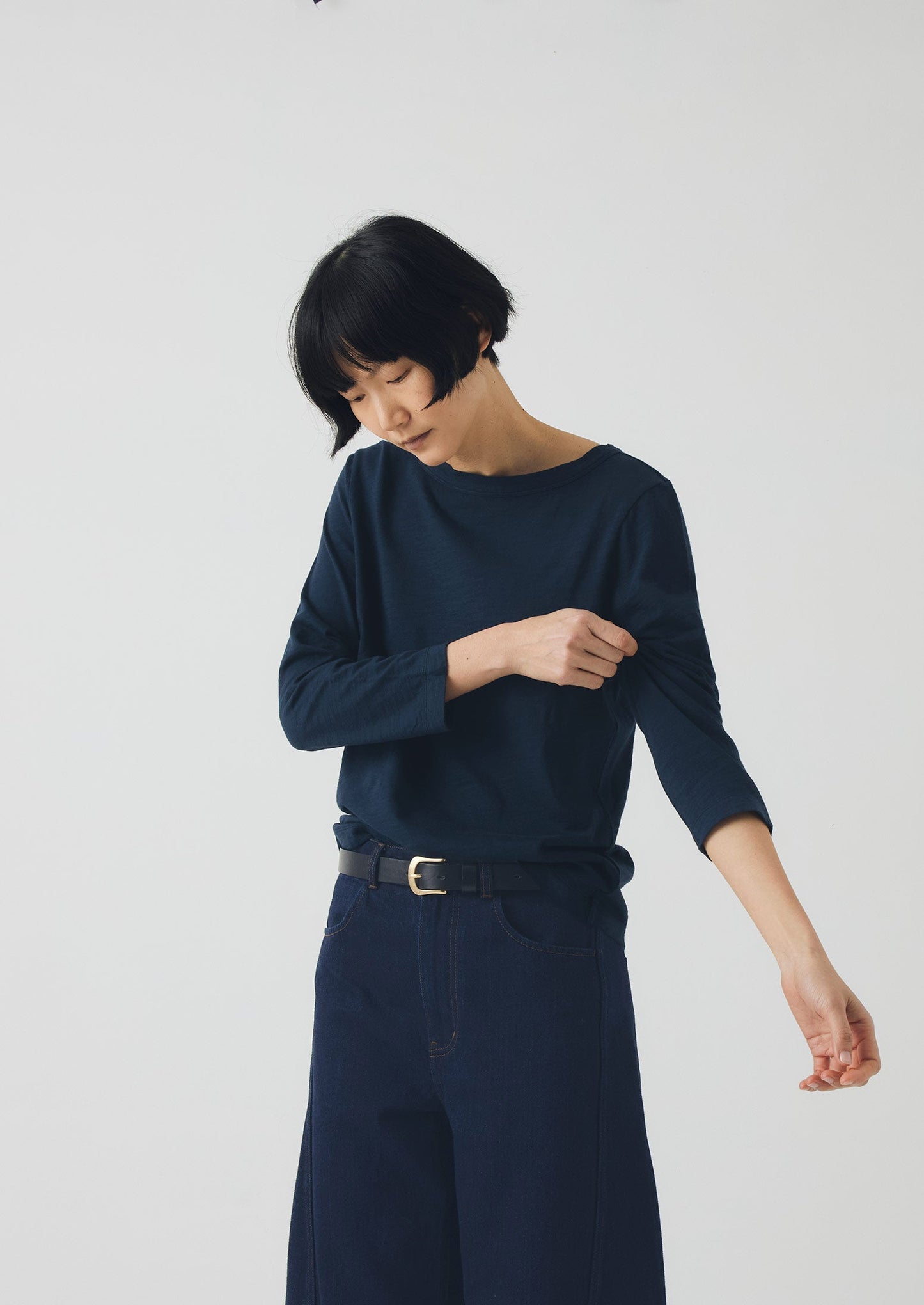 Maglietta Lia in cotone con scollo a barca | Blu navy scuro