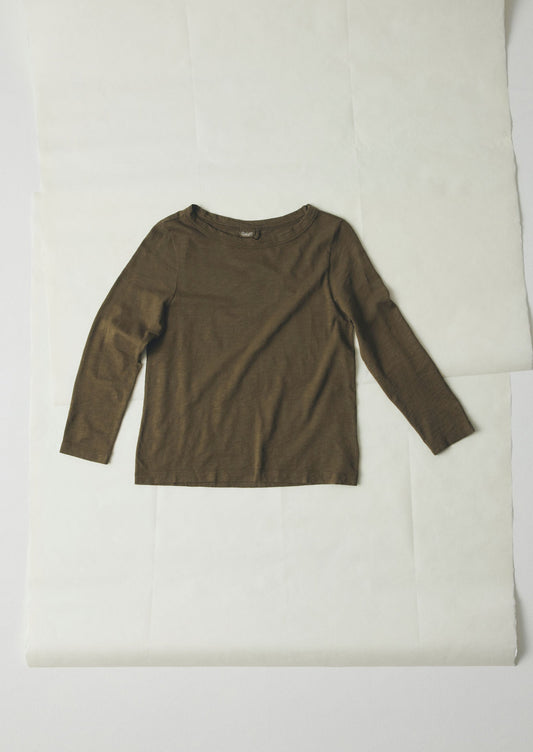 Maglietta Lia in cotone con scollo a barca | Oliva