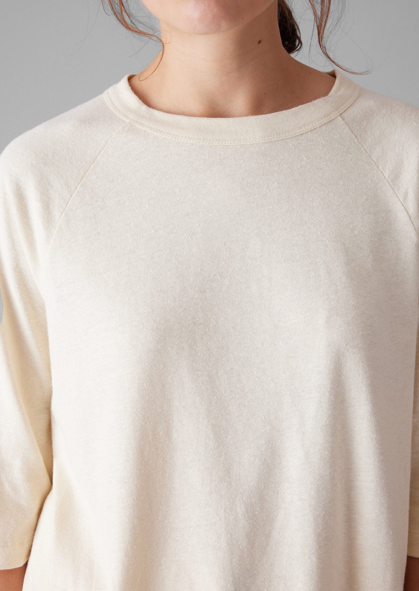 Maglietta raglan in cotone e canapa | Ecru