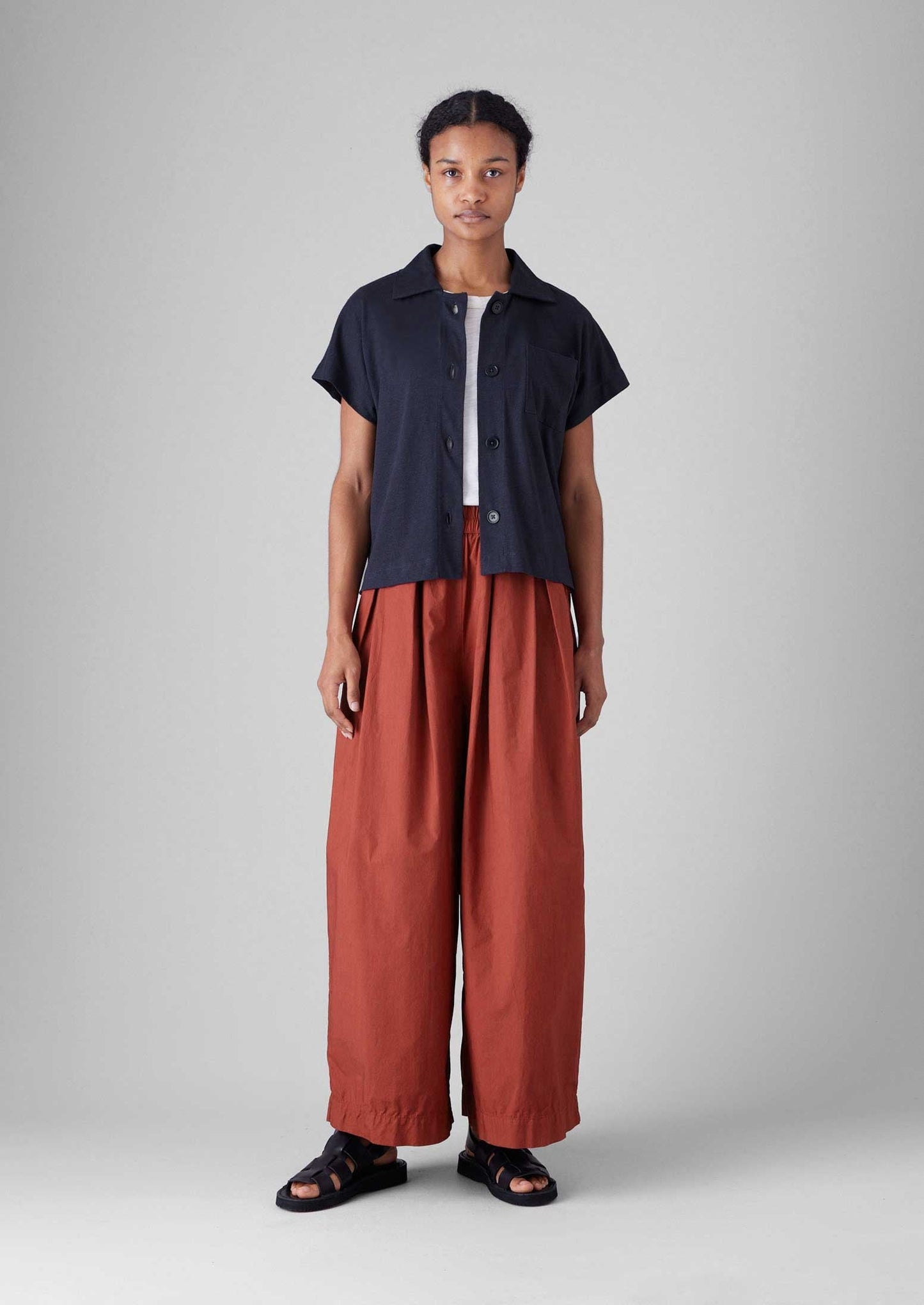 Camicia in jersey di cotone e canapa | Ardesia