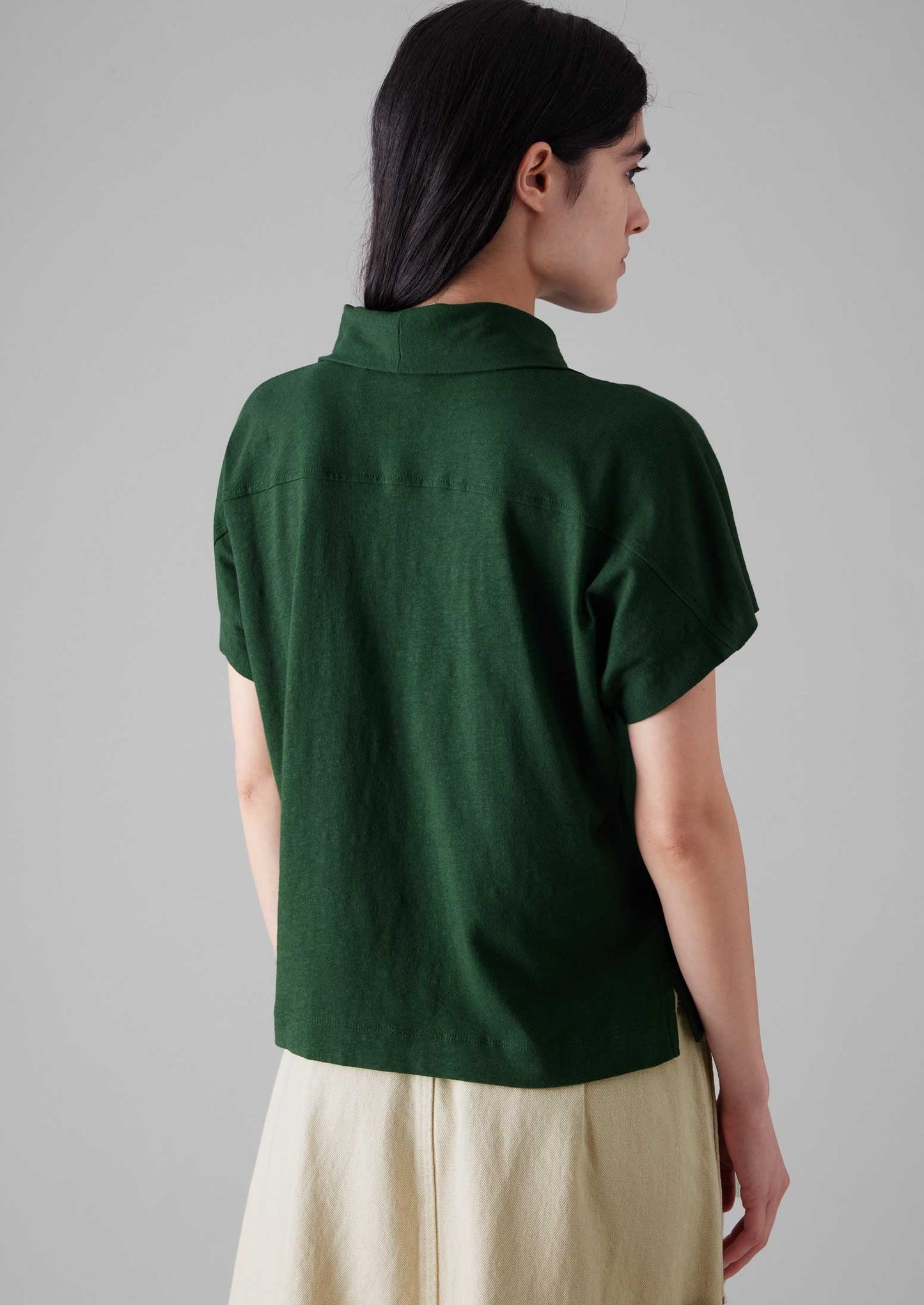 Camicia in jersey di cotone e canapa | Verde washi