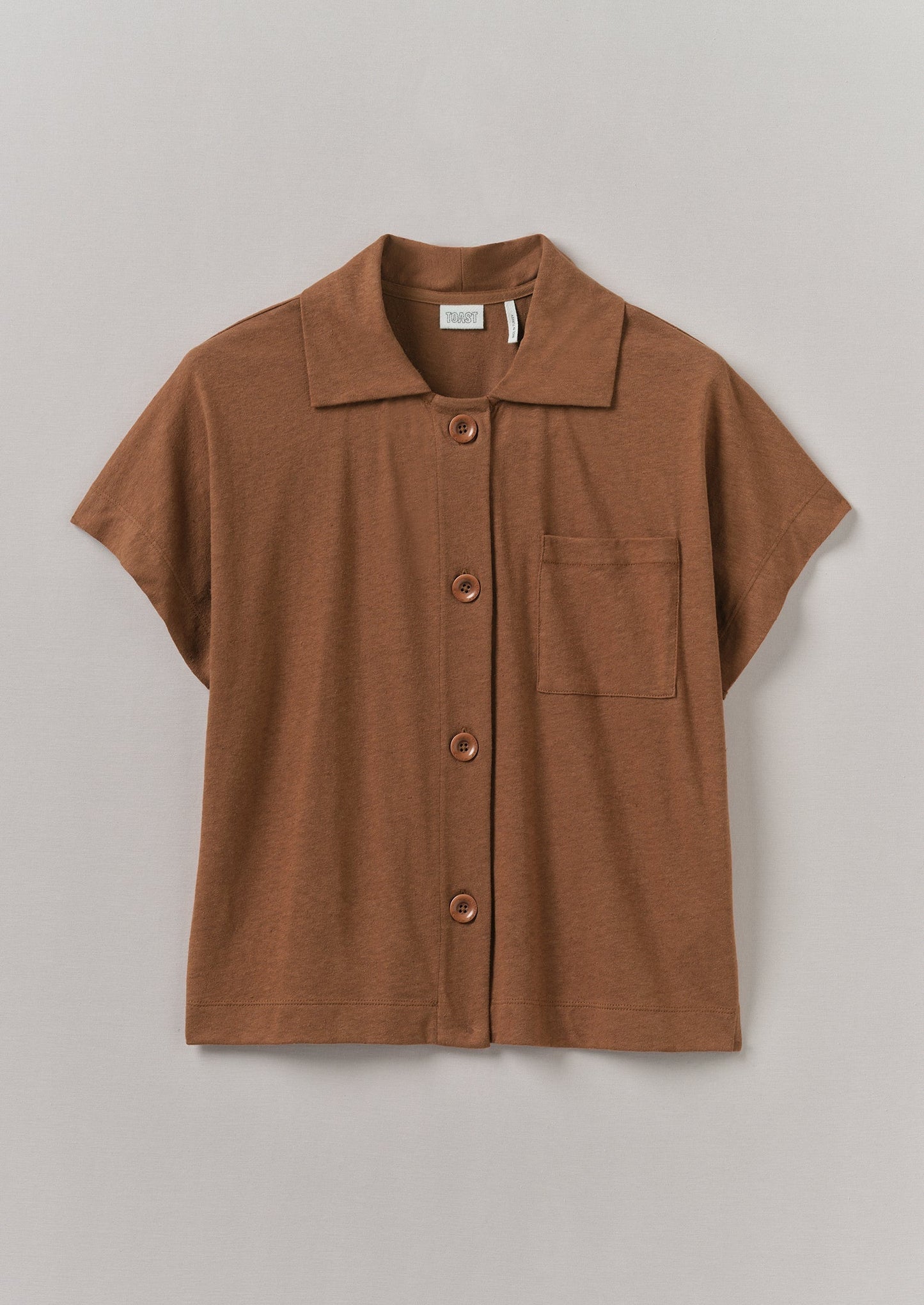 Camicia in jersey di cotone e canapa | Marrone Anice