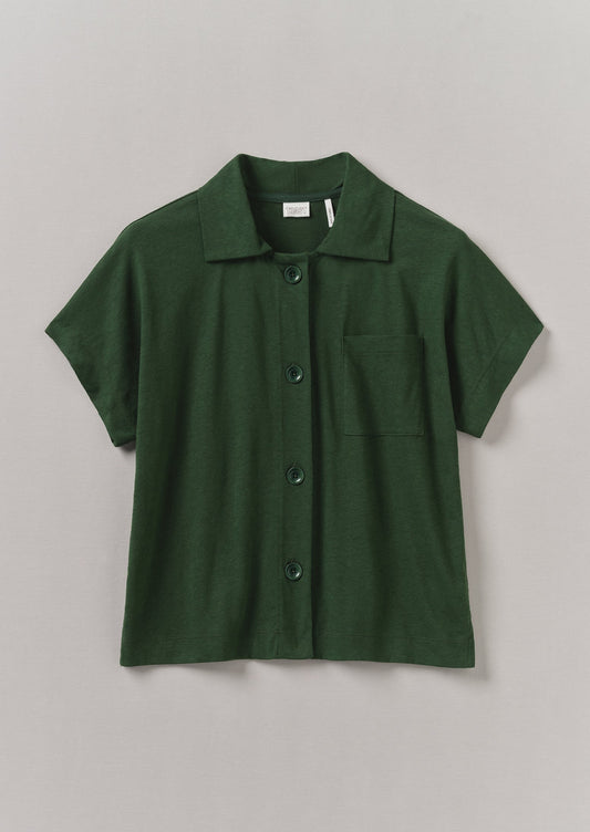 Camicia in jersey di cotone e canapa | Verde washi