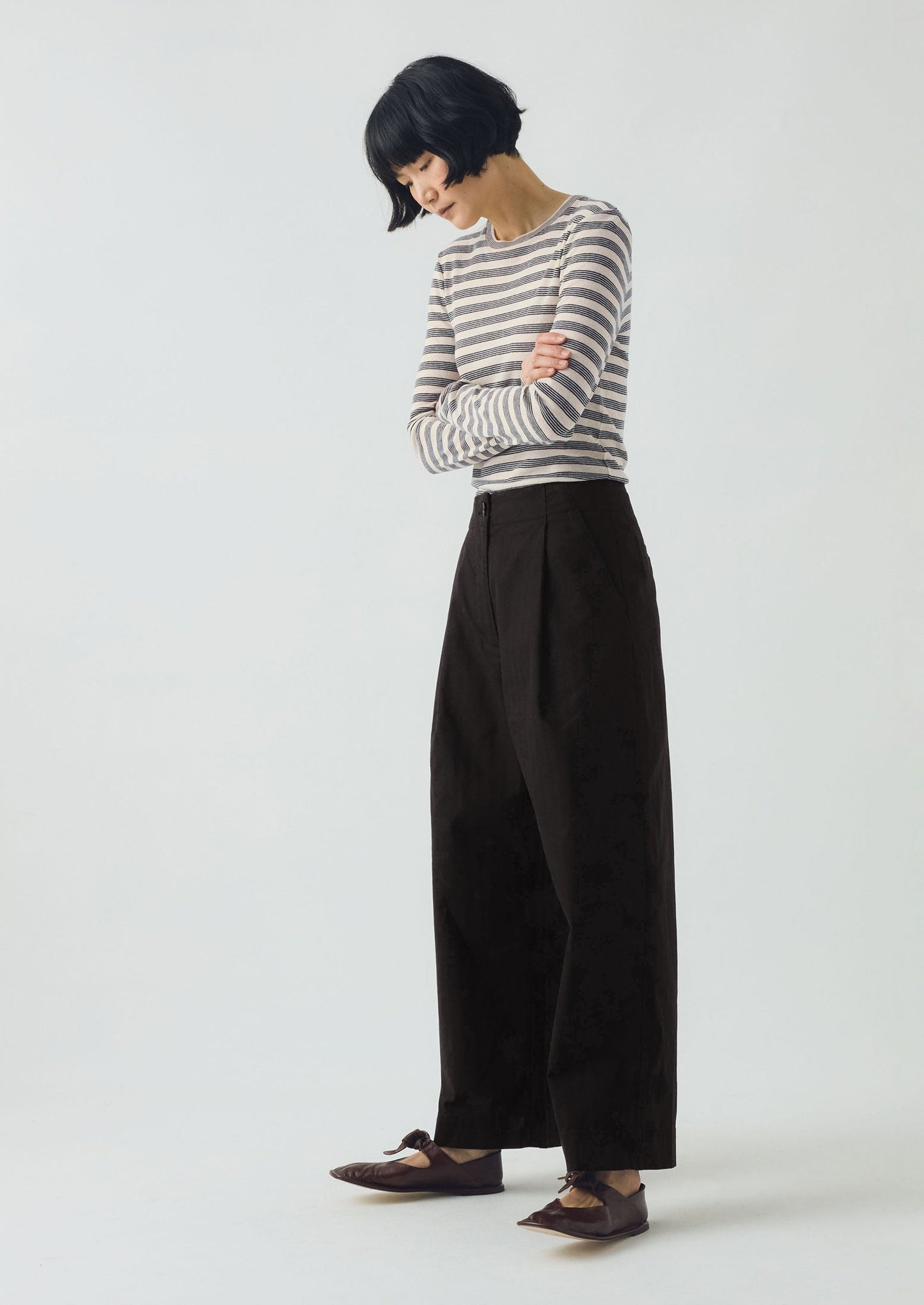 Maglietta Agnes Stripe Wool Lyocell | Crema/Nero