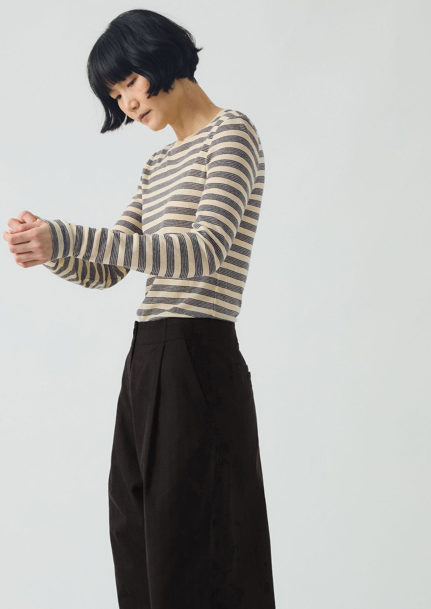 Maglietta Agnes Stripe Wool Lyocell | Crema/Nero