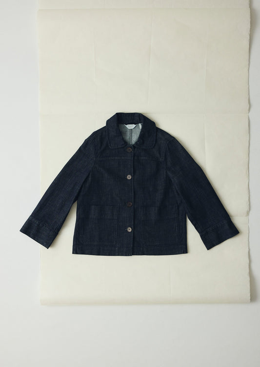 Giacca in denim indaco biologico a maniche larghe | Indaco