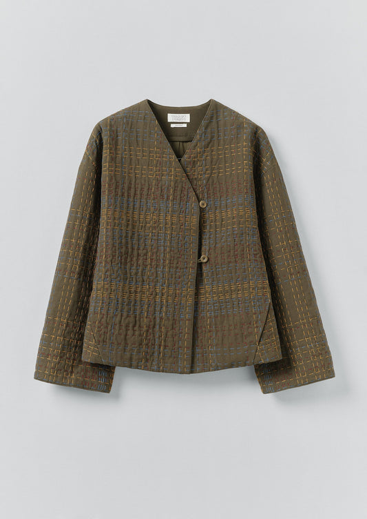 Giacca in tweed di cotone Kantha | Multicolore