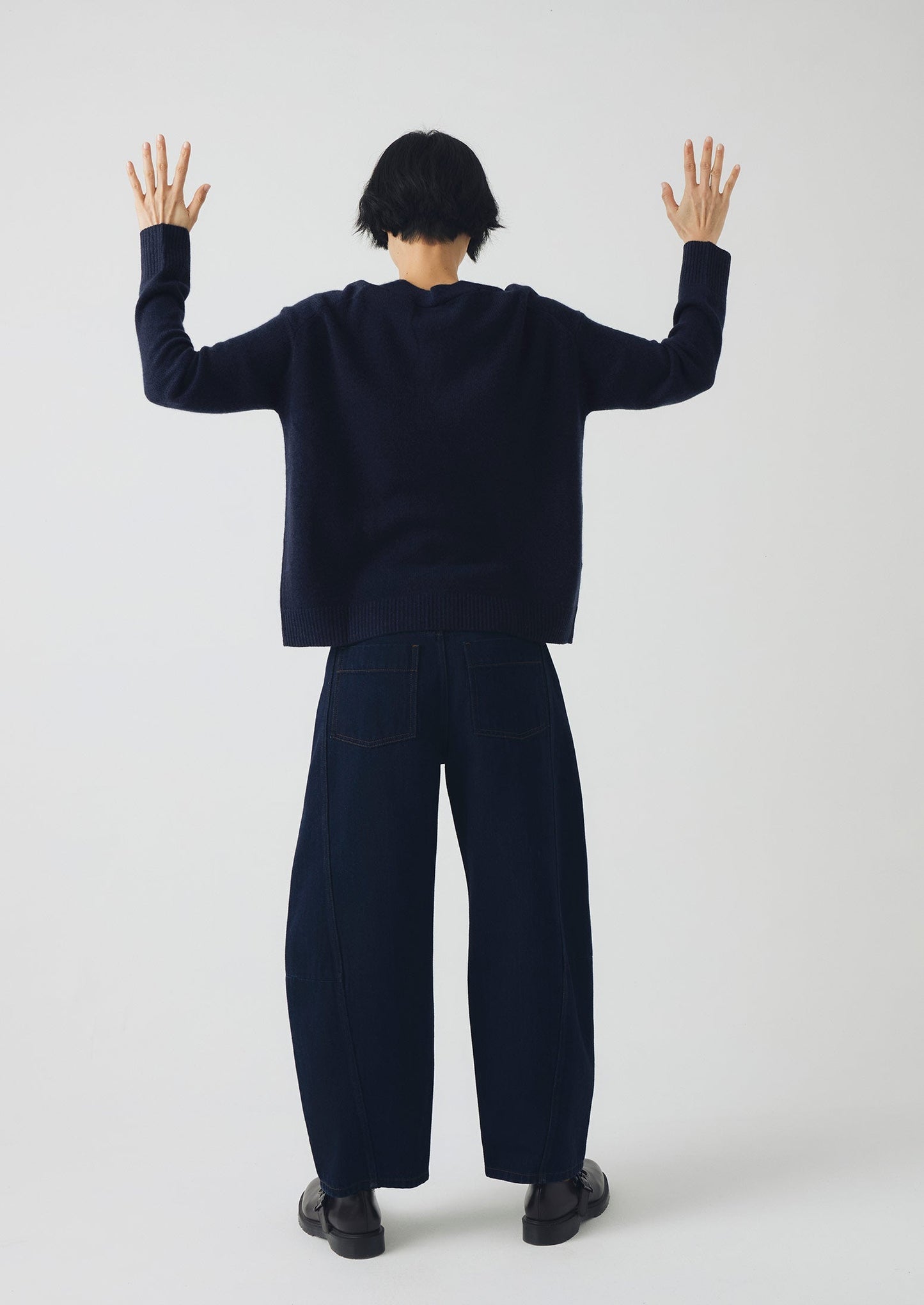 Cardigan squadrato in lana e cashmere Ffion | Blu navy scuro