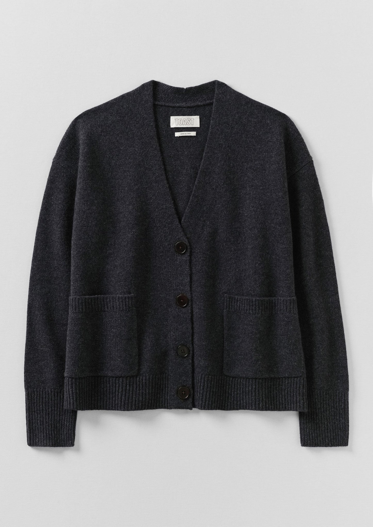 Cardigan squadrato in lana e cashmere Ffion | Carbone