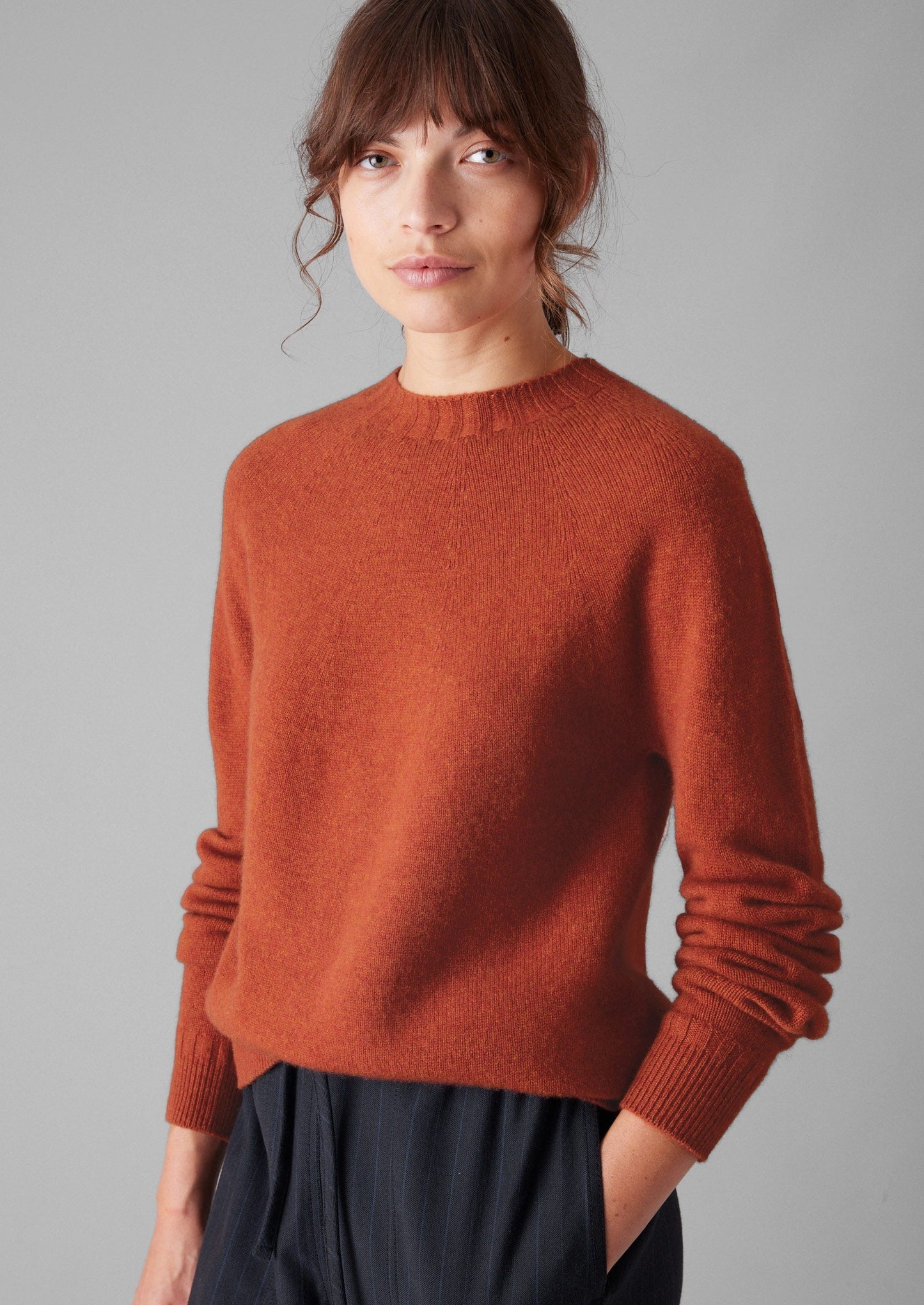 Maglione girocollo in lana e cashmere | Terracotta