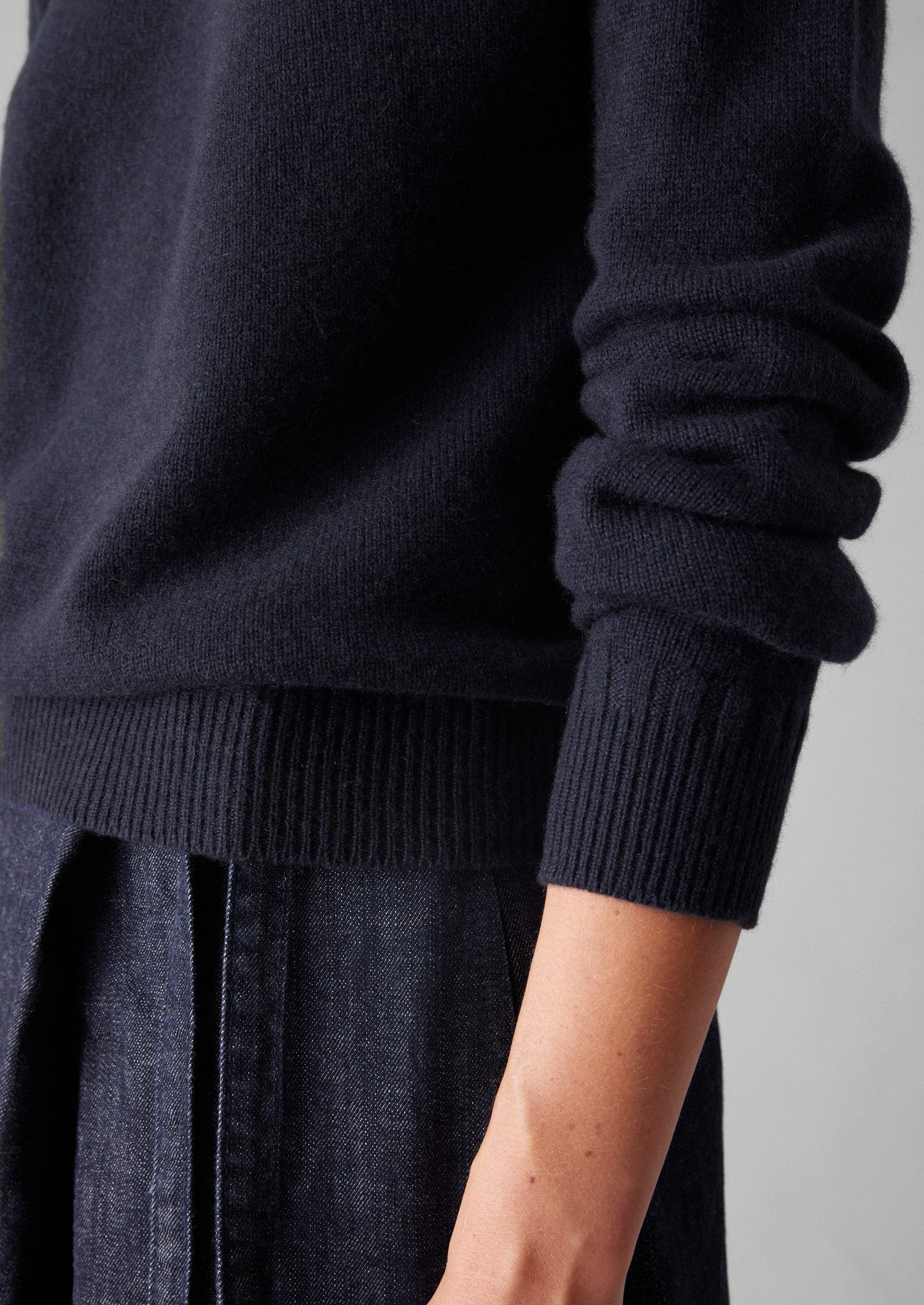 Maglione girocollo in lana e cashmere | Blu navy scuro