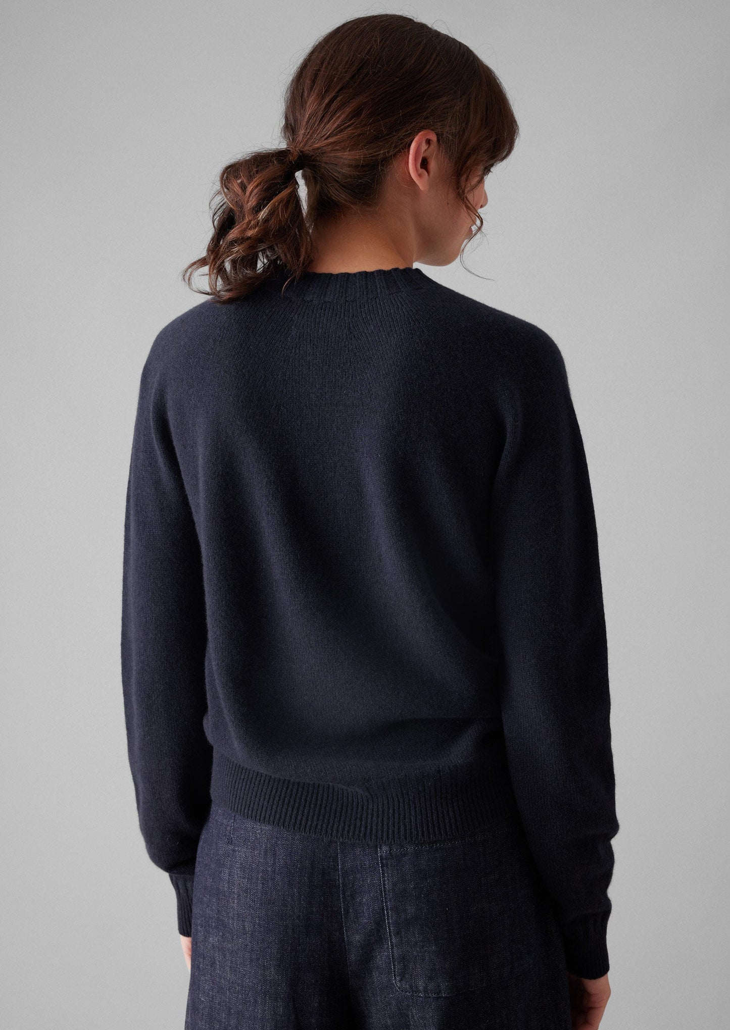 Maglione girocollo in lana e cashmere | Blu navy scuro