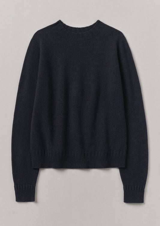 Maglione girocollo in lana e cashmere | Blu navy scuro