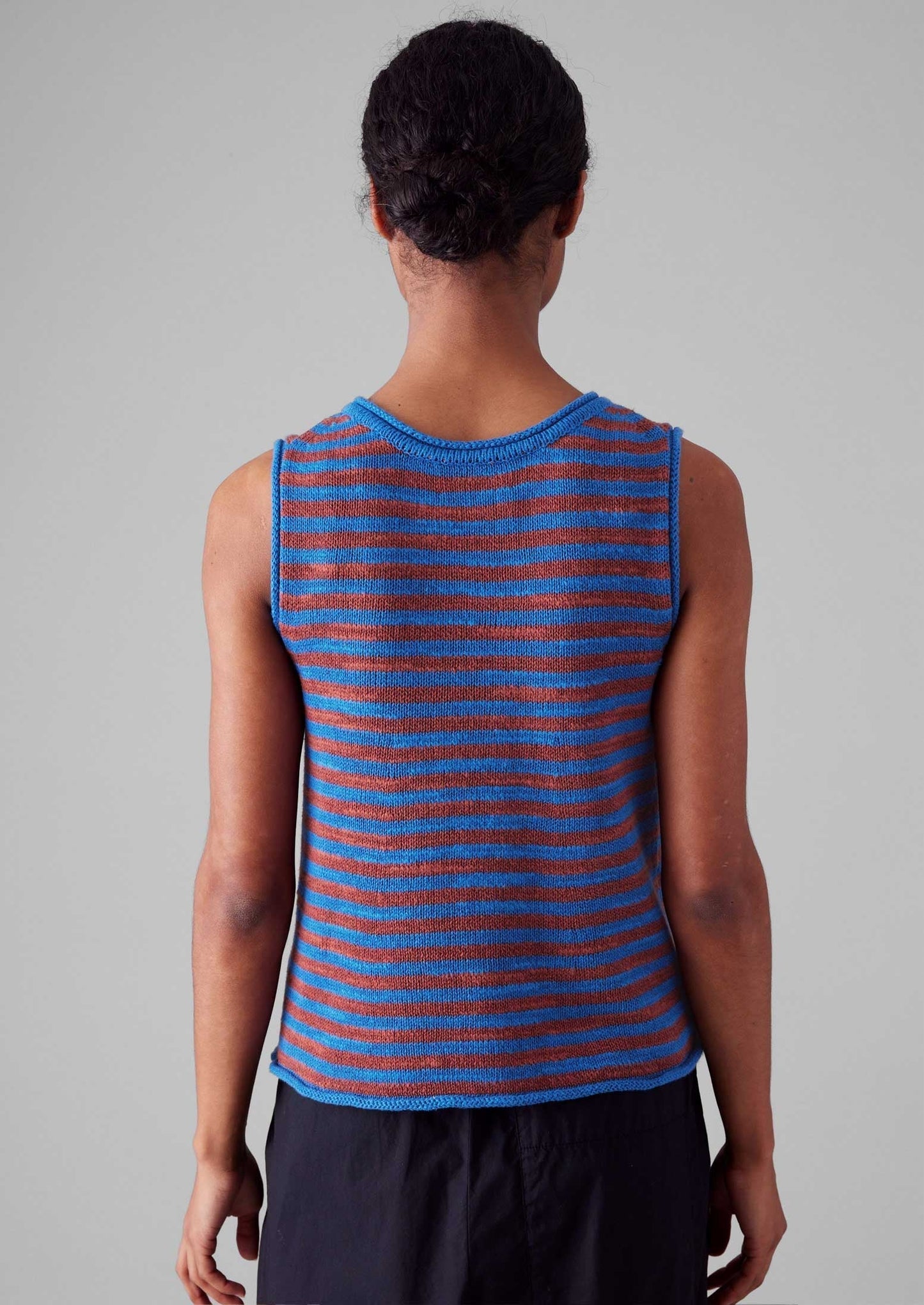 Gilet in maglia di lino e cotone a righe | Bluebird/Brick