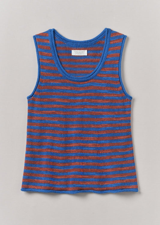 Gilet in maglia di lino e cotone a righe | Bluebird/Brick