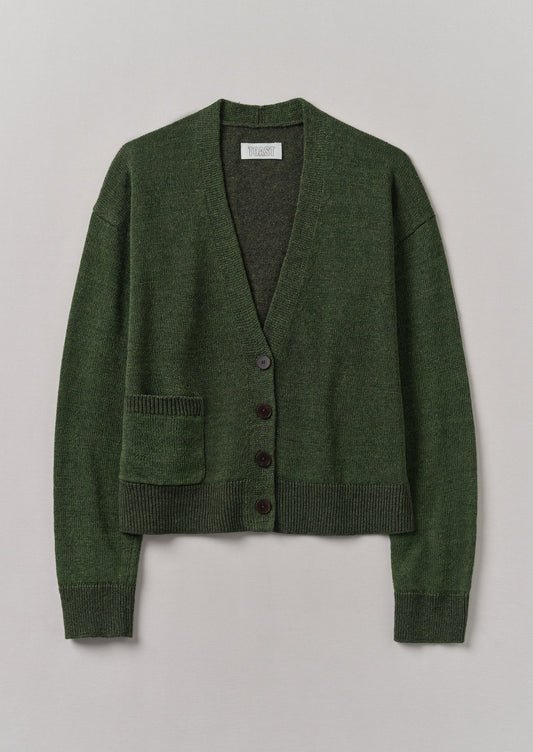Cardigan con tasca applicata in lana e lino | Carciofo