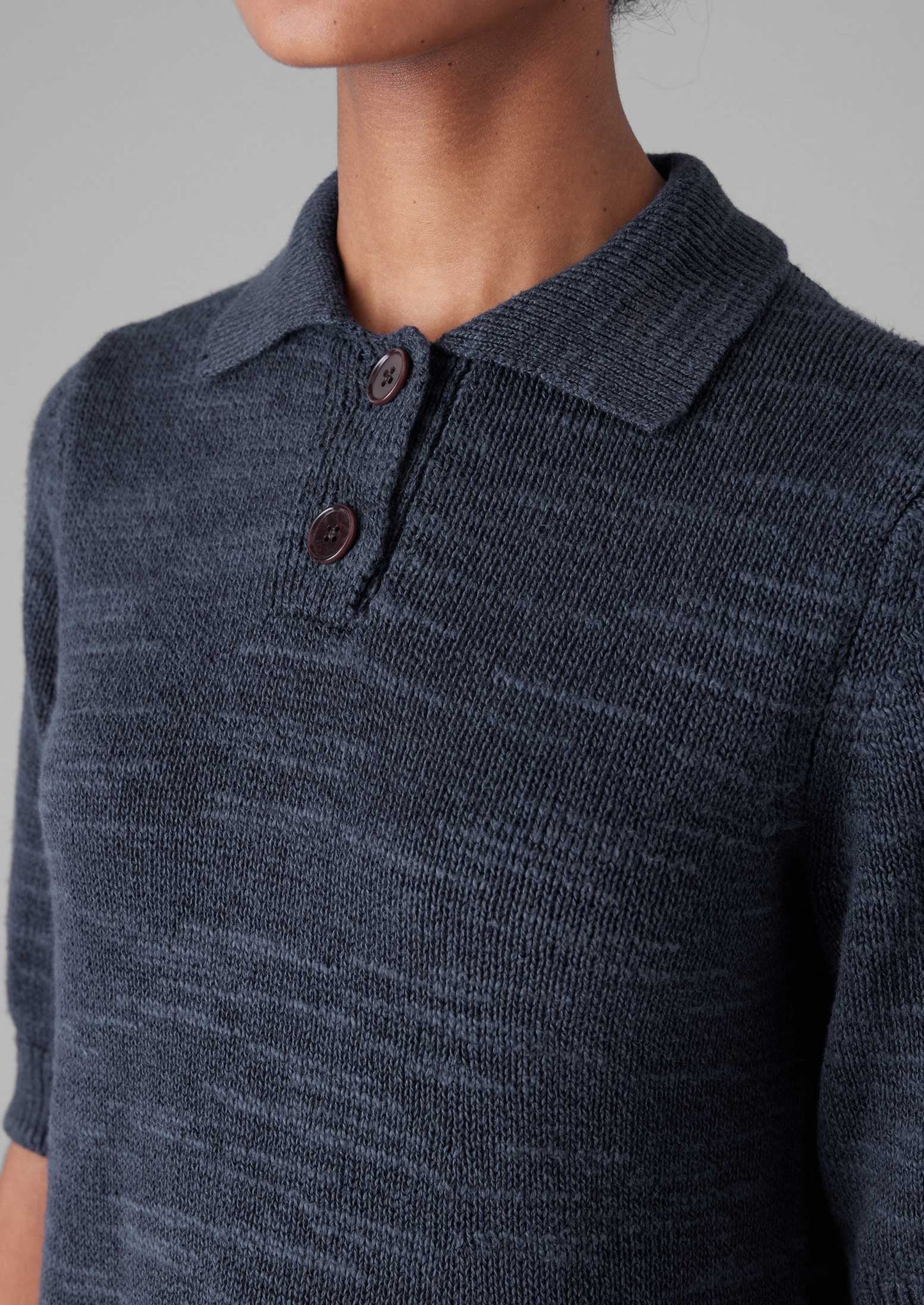 Maglia in lino e cotone slub | Blu navy scuro