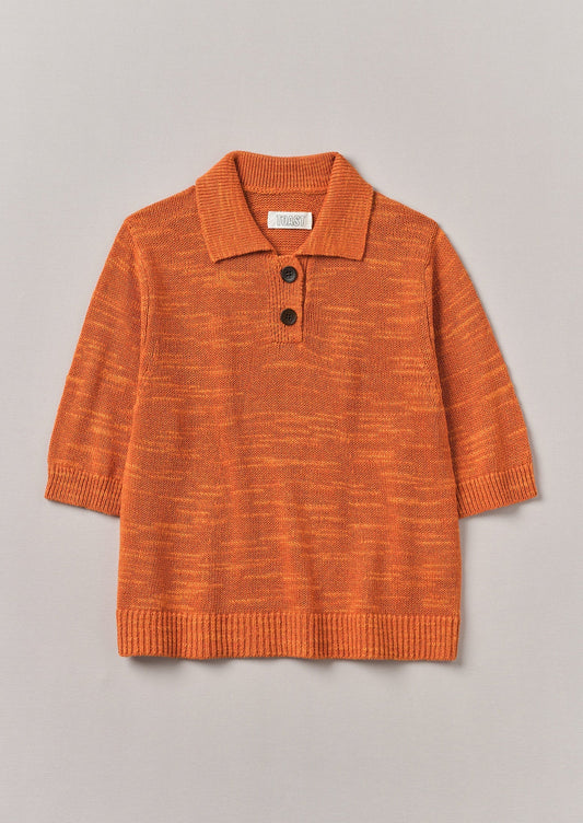 Maglia in lino e cotone slub | Papavero arancione