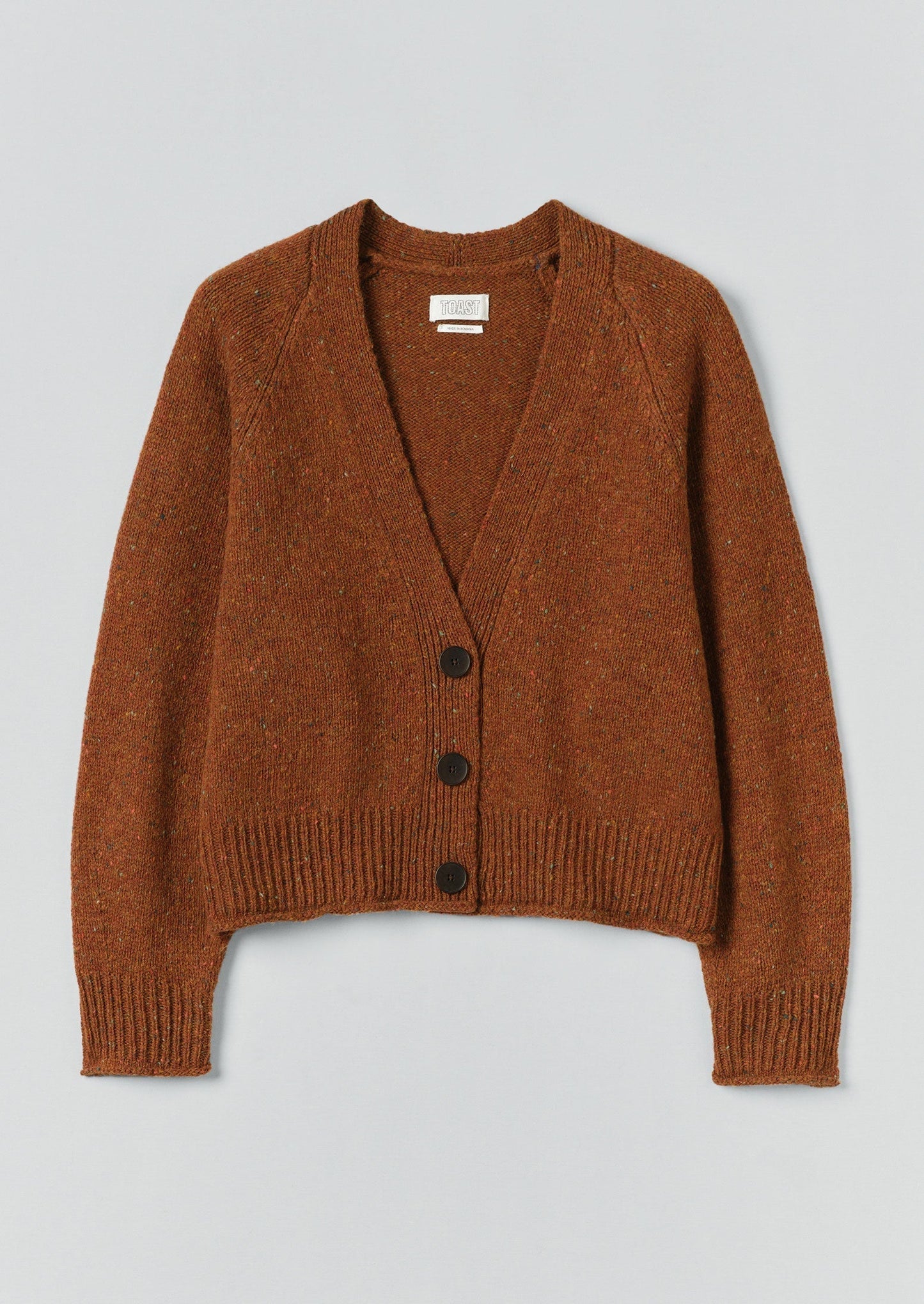 Cardigan con scollo a V in lana Donegal | Cannella