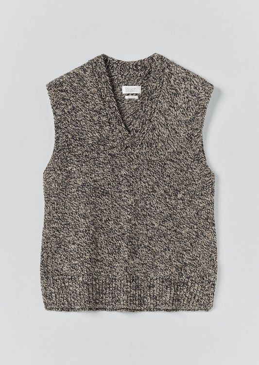 Canotta con scollo a V in Donegal Marled | Granite Marl