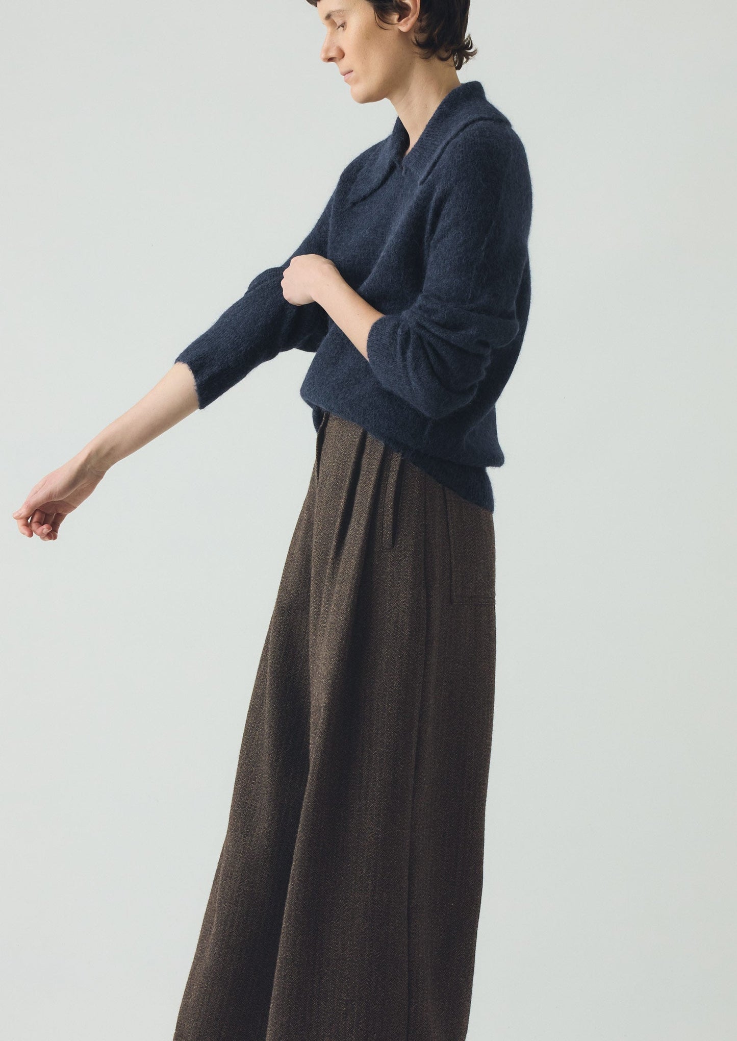 Maglione con colletto in misto alpaca | Blu inchiostro
