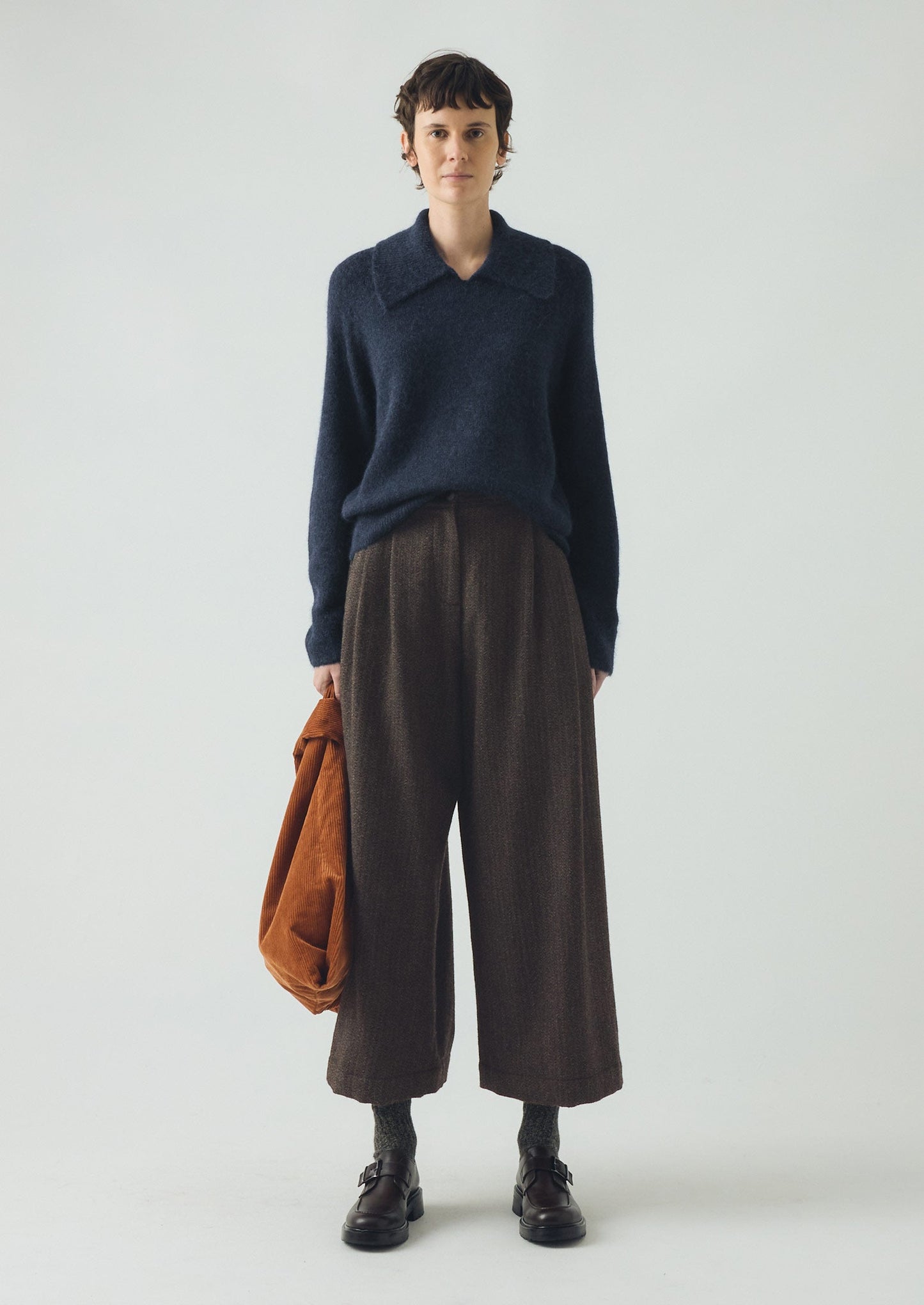 Maglione con colletto in misto alpaca | Blu inchiostro