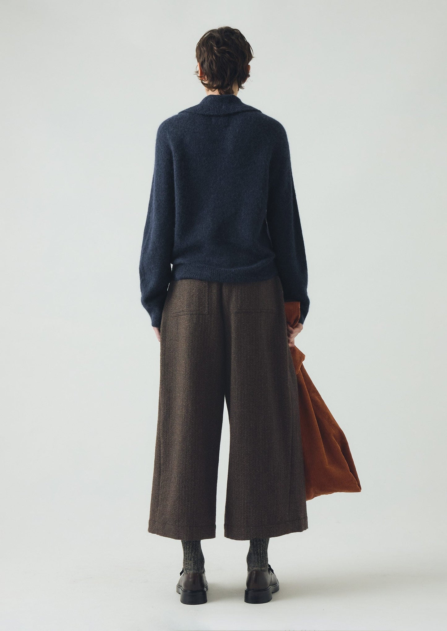 Maglione con colletto in misto alpaca | Blu inchiostro