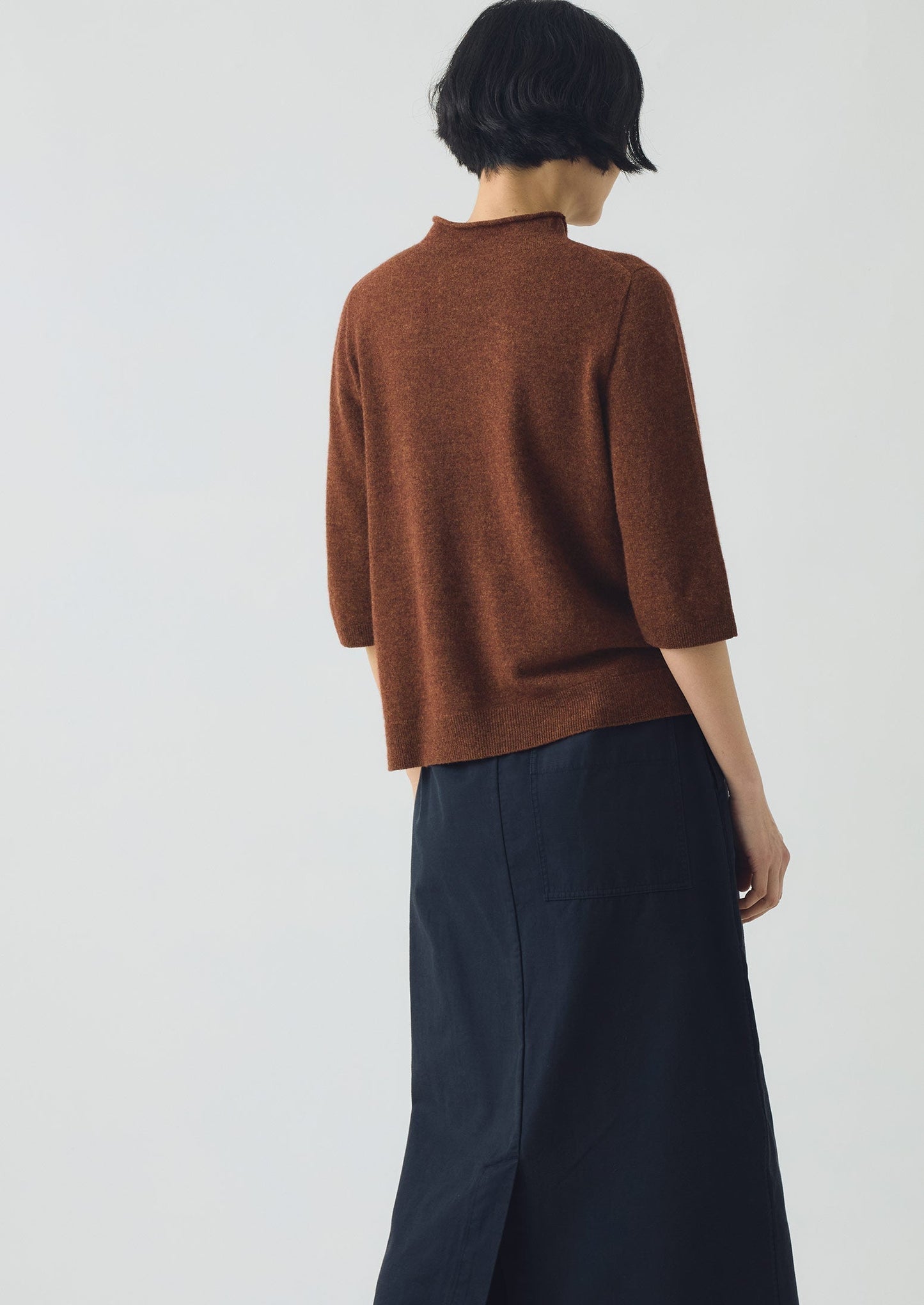 Maglione a mezza manica in lana e cashmere | Pecan