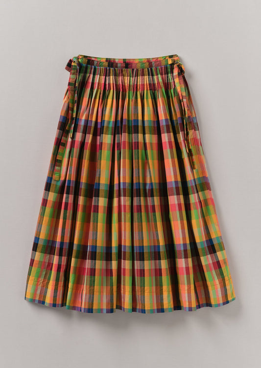 Gonna in cotone a quadri plissettati | Luminoso/Multicolore