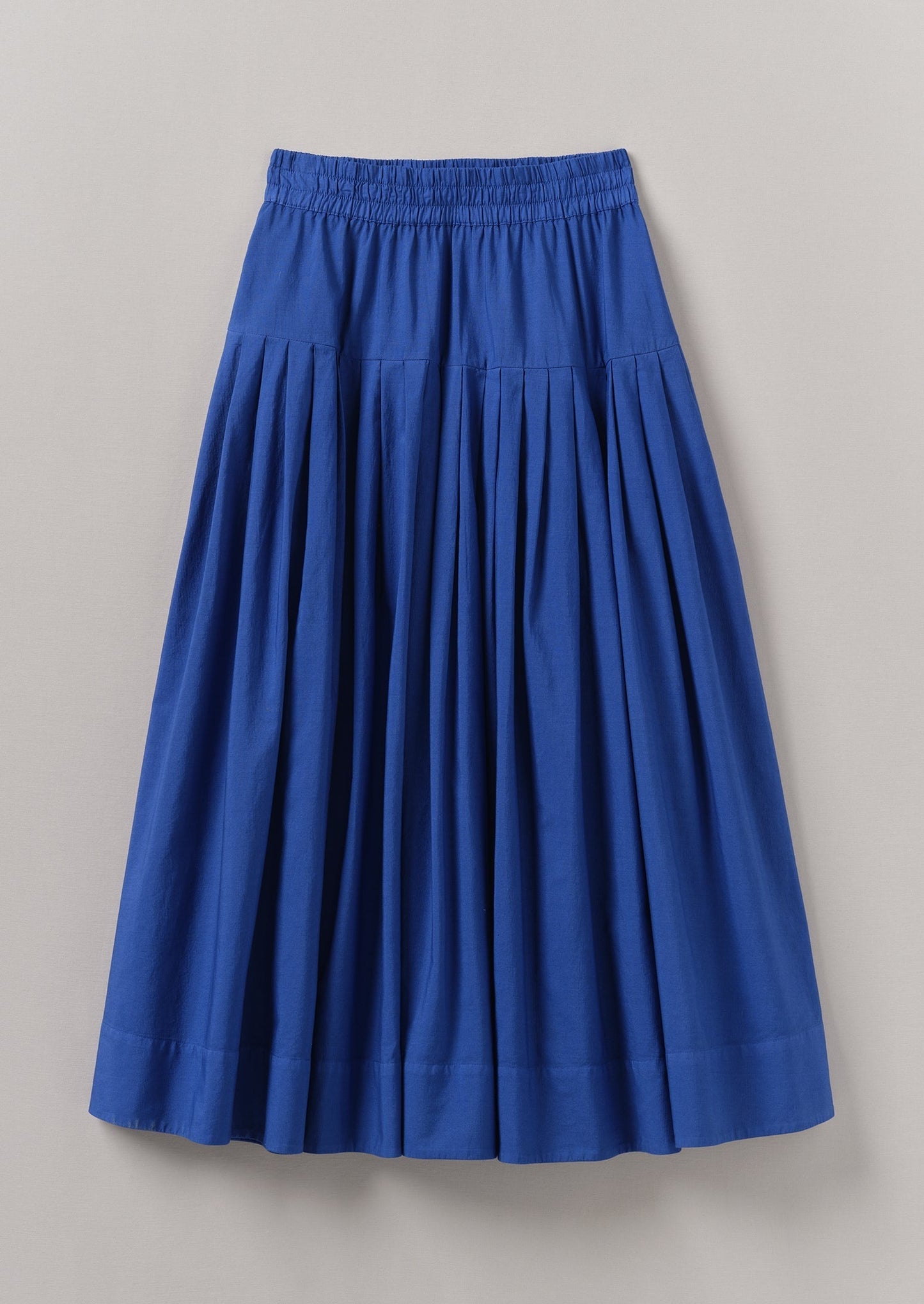 Gonna in cotone a righe rialzate e plissettate | Blu francese