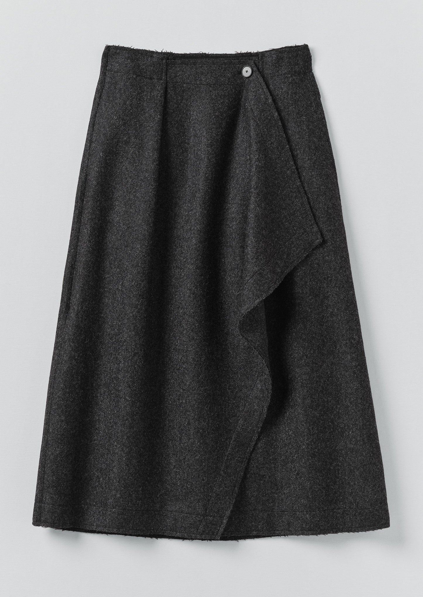 Gonna avvolgente in twill di lana cotta | Carbone
