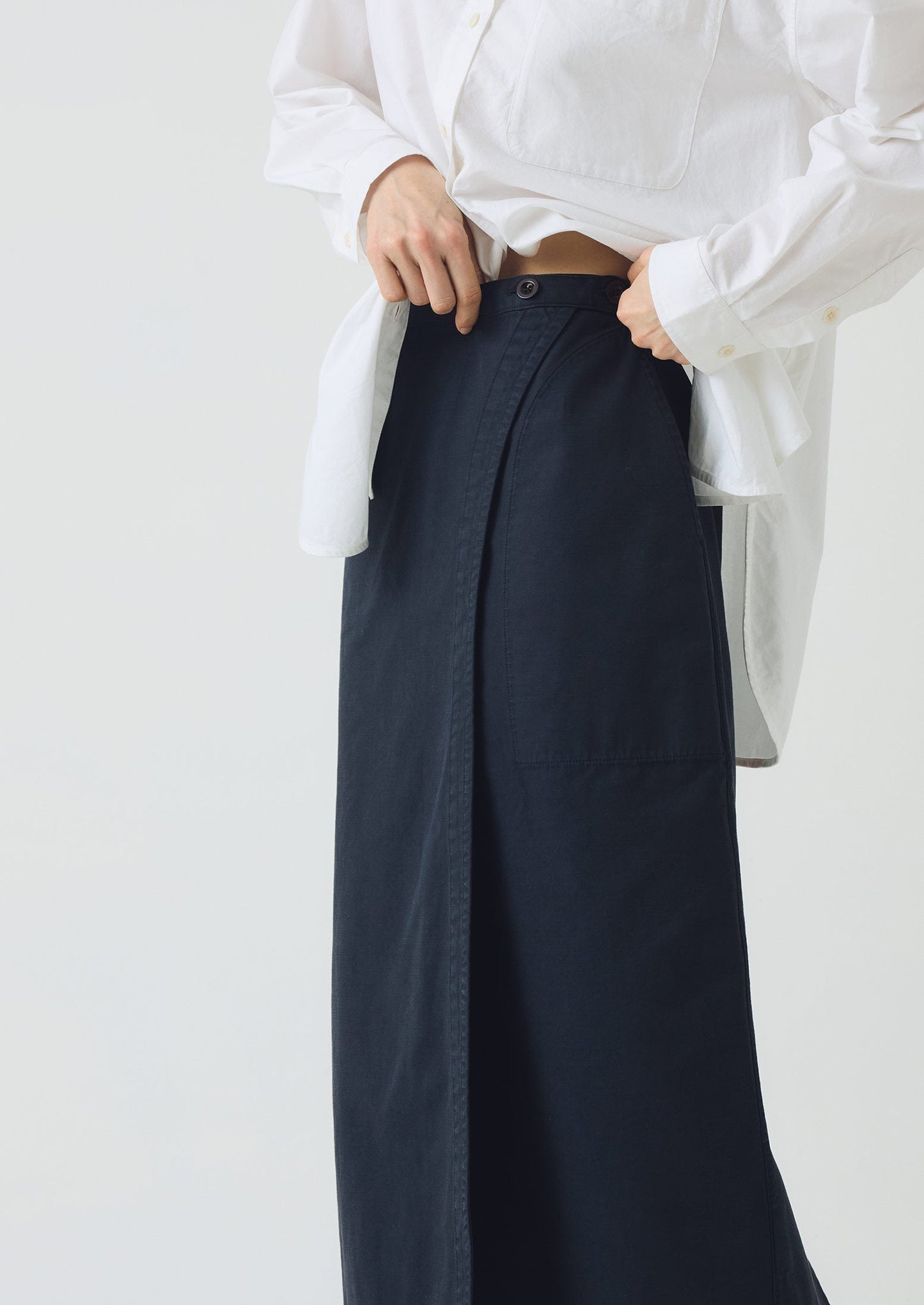 Gonna dritta avvolgente in cotone | Blu ardesia