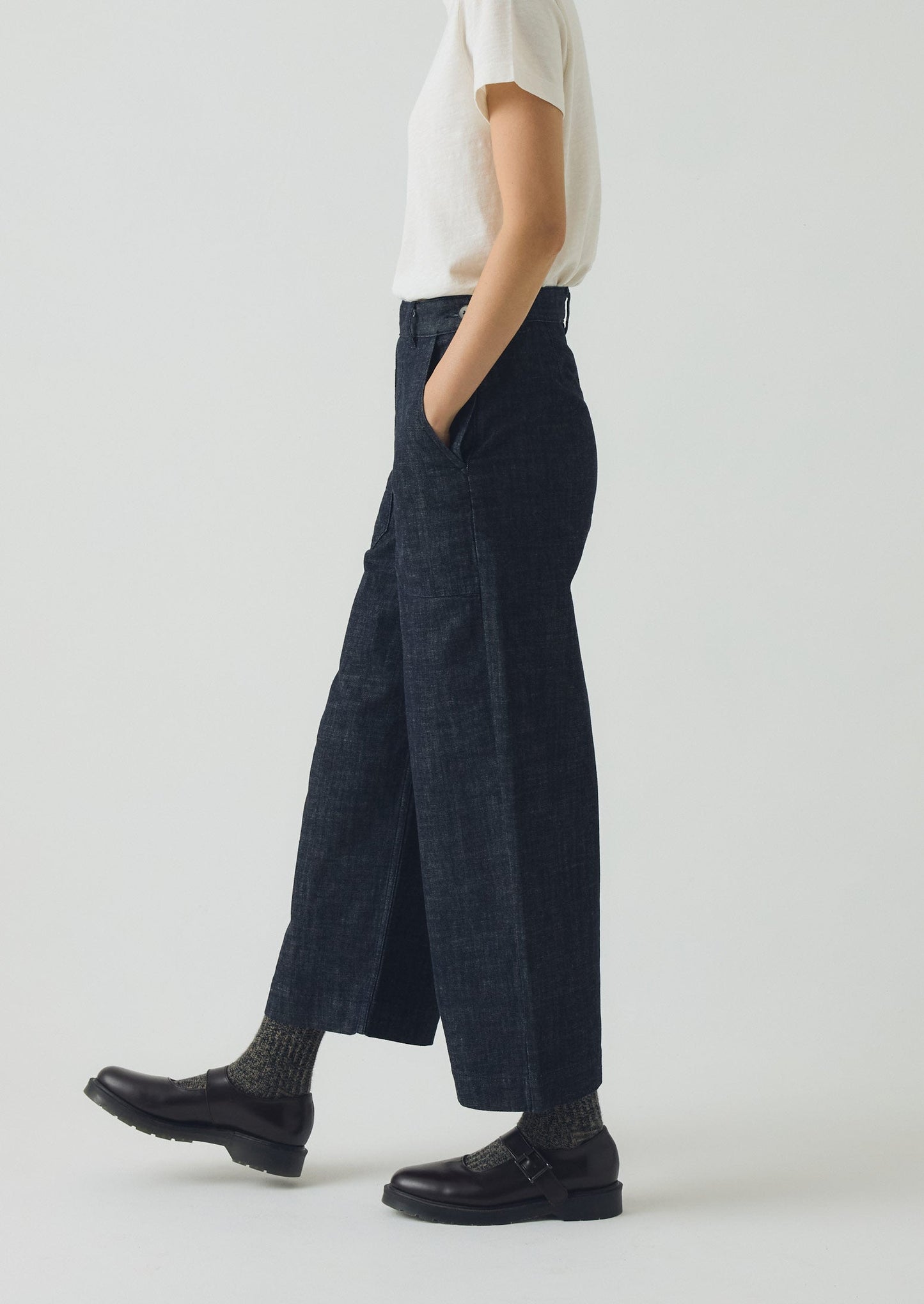 Jeans Annie Organic Denim con bottoni laterali | Indaco