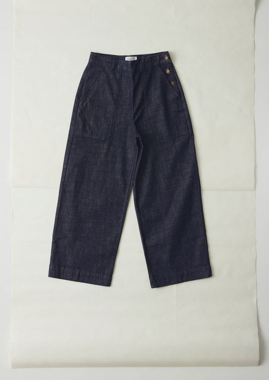 Jeans Annie Organic Denim con bottoni laterali | Indaco