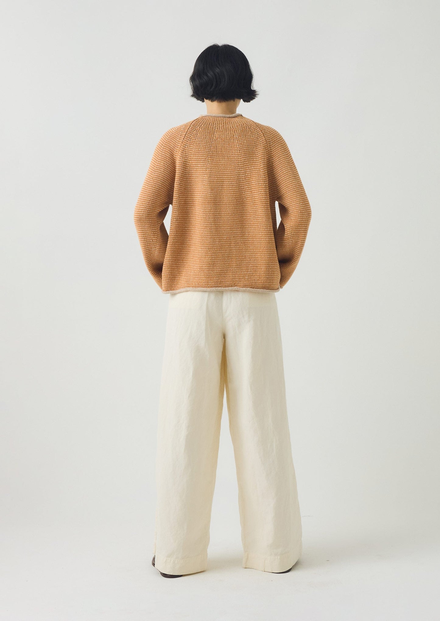 Pantaloni a gamba larga in cotone e lino Corinne | Pergamena